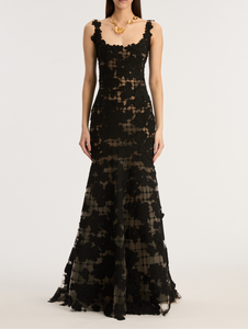 *VIRTUAL TRUNK SHOW* Oscar de la Renta Sleeveless Threadwork Floral Grid Gown *VIRTUAL TRUNK SHOW* Oscar de la Renta Sleeveless Threadwork Floral Grid Gown