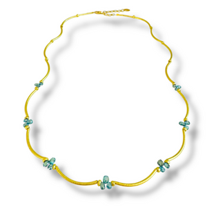 *SIP & SHOP EVENT* Mara Labell Designs 18K Gold Dangerous Curves Clear Aqua Diamond Briolettes Necklace, 18" *SIP & SHOP EVENT* Mara Labell Designs 18K Gold Dangerous Curves Clear Aqua Diamond Briolettes Necklace, 18"