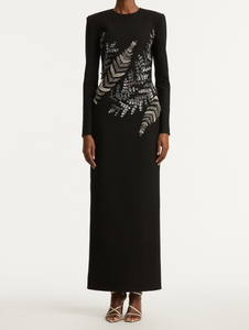 Oscar de la Renta Fern Embroidered Long Sleeve Gown in Black, Size 4 Oscar de la Renta Fern Embroidered Long Sleeve Gown in Black, Size 4