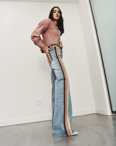 Hellessy Lili Jeans in Medium Wash with Double Silk Black Panels