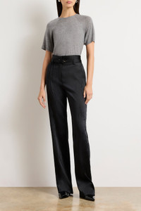 Brandon Maxwell The Kaia Crushed Satin Straight Leg Trouser in Black Brandon Maxwell The Kaia Crushed Satin Straight Leg Trouser in Black
