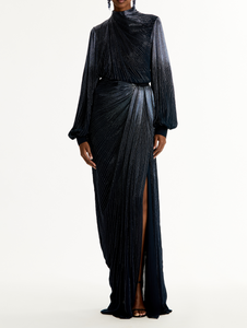 *VIRTUAL TRUNK SHOW* Oscar de la Renta Draped Georgette Embroidered Gown *VIRTUAL TRUNK SHOW* Oscar de la Renta Draped Georgette Embroidered Gown