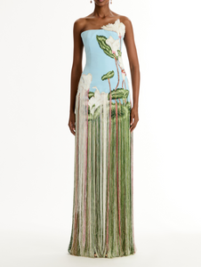 *VIRTUAL TRUNK SHOW* Oscar de la Renta Strapless Threadwork Cyclamen Gown *VIRTUAL TRUNK SHOW* Oscar de la Renta Strapless Threadwork Cyclamen Gown