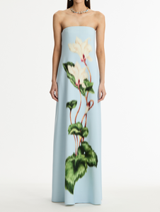 *VIRTUAL TRUNK SHOW* Oscar de la Renta Strapless Chine Cyclamen Wool Gown *VIRTUAL TRUNK SHOW* Oscar de la Renta Strapless Chine Cyclamen Wool Gown