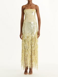 *VIRTUAL TRUNK SHOW* Oscar de la Renta Sleeveless Sequin Fringe Gown *VIRTUAL TRUNK SHOW* Oscar de la Renta Sleeveless Sequin Fringe Gown