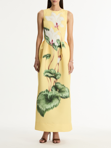 *VIRTUAL TRUNK SHOW* Oscar de la Renta Sleeveless Chine Cyclamen Faille Crewneck Gown *VIRTUAL TRUNK SHOW* Oscar de la Renta Sleeveless Chine Cyclamen Faille Crewneck Gown