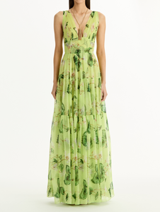 *VIRTUAL TRUNK SHOW* Oscar de la Renta Sleeveless Chine Cyclamen Silk Chiffon Gown *VIRTUAL TRUNK SHOW* Oscar de la Renta Sleeveless Chine Cyclamen Silk Chiffon Gown
