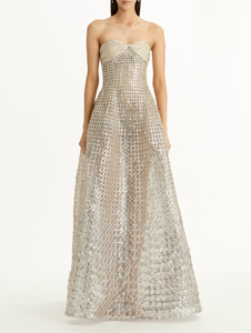 *VIRTUAL TRUNK SHOW* Oscar de la Renta Strapless Geometric Sequin Gown *VIRTUAL TRUNK SHOW* Oscar de la Renta Strapless Geometric Sequin Gown