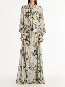 *VIRTUAL TRUNK SHOW* Oscar de la Renta Long Sleeve Porcelain Flowers Voile Gown *VIRTUAL TRUNK SHOW* Oscar de la Renta Long Sleeve Porcelain Flowers Voile Gown