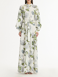 *VIRTUAL TRUNK SHOW* Oscar de la Renta Long Sleeve Porcelain Flowers Poplin Caftan *VIRTUAL TRUNK SHOW* Oscar de la Renta Long Sleeve Porcelain Flowers Poplin Caftan