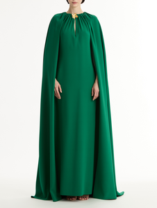 *VIRTUAL TRUNK SHOW* Oscar de la Renta Draped Sleeve Caftan With Brooch *VIRTUAL TRUNK SHOW* Oscar de la Renta Draped Sleeve Caftan With Brooch