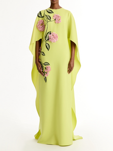 *VIRTUAL TRUNK SHOW* Oscar de la Renta Open Sleeve Hoya Flower Embroidered Caftan *VIRTUAL TRUNK SHOW* Oscar de la Renta Open Sleeve Hoya Flower Embroidered Caftan