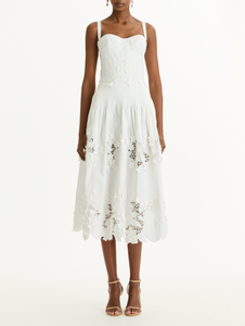 *VIRTUAL TRUNK SHOW* Oscar de la Renta Sleeveless Bustier Detail Lace Day Dress *VIRTUAL TRUNK SHOW* Oscar de la Renta Sleeveless Bustier Detail Lace Day Dress