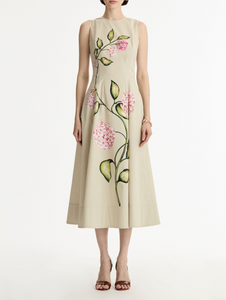 *VIRTUAL TRUNK SHOW* Oscar de la Renta Sleeveless Porcelain Flowers Poplin Dress *VIRTUAL TRUNK SHOW* Oscar de la Renta Sleeveless Porcelain Flowers Poplin Dress