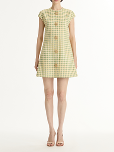 *VIRTUAL TRUNK SHOW* Oscar de la Renta Short Sleeve Checked Tweed Shift Dress *VIRTUAL TRUNK SHOW* Oscar de la Renta Short Sleeve Checked Tweed Shift Dress