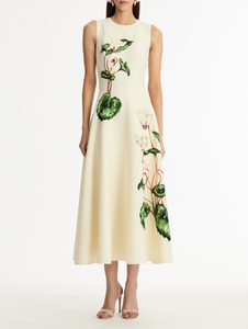 *VIRTUAL TRUNK SHOW* Oscar de la Renta Sleeveless Chine Cyclamen Wool Day Dress *VIRTUAL TRUNK SHOW* Oscar de la Renta Sleeveless Chine Cyclamen Wool Day Dress