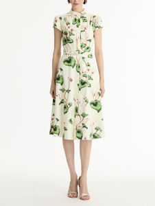 *VIRTUAL TRUNK SHOW* Oscar de la Renta Cap Sleeve Chine Cyclamen Poplin Day Dress *VIRTUAL TRUNK SHOW* Oscar de la Renta Cap Sleeve Chine Cyclamen Poplin Day Dress