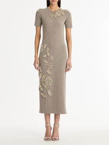 *VIRTUAL TRUNK SHOW* Oscar de la Renta Short Sleeve Embroidered Knit Dress *VIRTUAL TRUNK SHOW* Oscar de la Renta Short Sleeve Embroidered Knit Dress