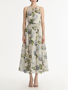 *VIRTUAL TRUNK SHOW* Oscar de la Renta Sleeveless Porcelain Flower Day Dress *VIRTUAL TRUNK SHOW* Oscar de la Renta Sleeveless Porcelain Flower Day Dress