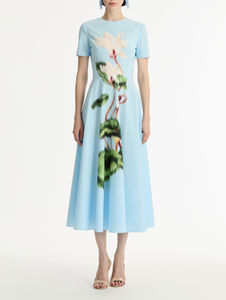 *VIRTUAL TRUNK SHOW* Oscar de la Renta Short Sleeve Chine Cyclamen Poplin Day Dress *VIRTUAL TRUNK SHOW* Oscar de la Renta Short Sleeve Chine Cyclamen Poplin Day Dress