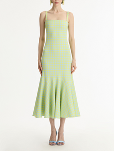*VIRTUAL TRUNK SHOW* Oscar de la Renta Sleeveless Gingham Wool Mermaid Day Dress *VIRTUAL TRUNK SHOW* Oscar de la Renta Sleeveless Gingham Wool Mermaid Day Dress