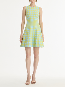 *VIRTUAL TRUNK SHOW* Oscar de la Renta Gingham Jacquard Fit And Flare Dress *VIRTUAL TRUNK SHOW* Oscar de la Renta Gingham Jacquard Fit And Flare Dress