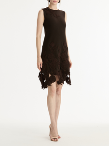 *VIRTUAL TRUNK SHOW* Oscar de la Renta Self Knit Embroidered Fringe Dress In Porcelain Flower Motif *VIRTUAL TRUNK SHOW* Oscar de la Renta Self Knit Embroidered Fringe Dress In Porcelain Flower Motif