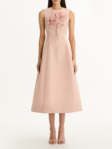 *VIRTUAL TRUNK SHOW* Oscar de la Renta Sleeveless 3d Tonal Bouquet Cocktail Dress *VIRTUAL TRUNK SHOW* Oscar de la Renta Sleeveless 3d Tonal Bouquet Cocktail Dress