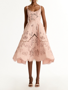 *VIRTUAL TRUNK SHOW* Oscar de la Renta Sleeveless 3d Tablecloth Cocktail Dress *VIRTUAL TRUNK SHOW* Oscar de la Renta Sleeveless 3d Tablecloth Cocktail Dress