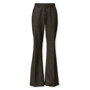 Fabiana Filippi Slubbed Prince of Wales Boot Cut Trousers in Brown/Black, Size 42 Fabiana Filippi Slubbed Prince of Wales Boot Cut Trousers in Brown/Black, Size 42