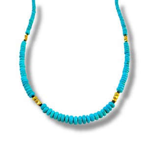 Mara Labell Designs Sleeping Beauty Turquoise with 18K Gold Nuggets, 18" Mara Labell Designs Sleeping Beauty Turquoise with 18K Gold Nuggets, 18"