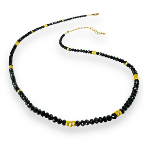 Mara Labell Designs 18K Gold Daily Diamonds Black Diamond Necklace with Oval Gold Rondelles, 18" Mara Labell Designs 18K Gold Daily Diamonds Black Diamond Necklace with Oval Gold Rondelles, 18"