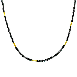 Mara Labell Designs 18K Gold Daily Diamonds Black Faceted Rondelle Necklace, 18" Mara Labell Designs 18K Gold Daily Diamonds Black Faceted Rondelle Necklace, 18"