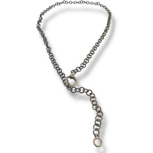Mara Labell Designs Rhodium Sterling Silver Pave Clasp Chain, 28" Mara Labell Designs Rhodium Sterling Silver Pave Clasp Chain, 28"