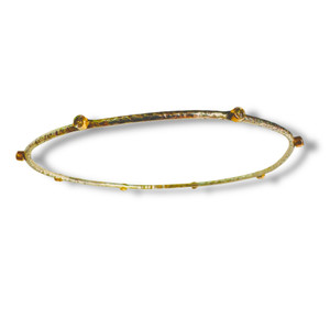 Mara Labell Designs Rhodium Sterling Silver Single Diamonds 18K Gold Bezel Set Bangle Mara Labell Designs Rhodium Sterling Silver Single Diamonds 18K Gold Bezel Set Bangle