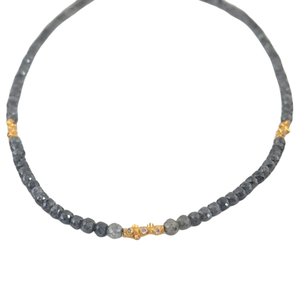 Mara Labell Designs 18K Gold Daily Diamonds Salt & Pepper Diamonds and 18K Gold Bezel Set Diamonds, 18" Mara Labell Designs 18K Gold Daily Diamonds Salt & Pepper Diamonds and 18K Gold Bezel Set Diamonds, 18"