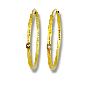 Mara Labell Designs 18K Gold The Perfect Hoop and Square Diamond Earrings, 35mm Mara Labell Designs 18K Gold The Perfect Hoop and Square Diamond Earrings, 35mm
