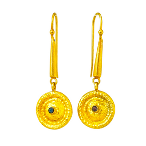 Mara Labell Designs 18K Gold Black Diamond Small Shield Earrings, 12mm Mara Labell Designs 18K Gold Black Diamond Small Shield Earrings, 12mm