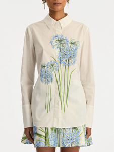 *COMING SOON* Oscar de la Renta Allium Cotton Poplin Blouse in Blue/White, Size 16 *COMING SOON* Oscar de la Renta Allium Cotton Poplin Blouse in Blue/White, Size 16