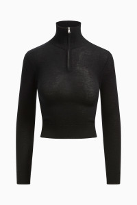 Brandon Maxwell The Paxton Half Zip in Black, Size Small Brandon Maxwell The Paxton Half Zip in Black, Size Small