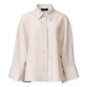 *VIRTUAL TRUNK SHOW* Fabiana Filippi Linen Cloth Shirt with 3/4 Sleeve, Tulle and Filo Diamante *VIRTUAL TRUNK SHOW* Fabiana Filippi Linen Cloth Shirt with 3/4 Sleeve, Tulle and Filo Diamante