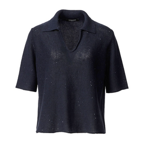 *VIRTUAL TRUNK SHOW* Fabiana Filippi Sequin Cropped Polo Collar Short Sleeve Sweater *VIRTUAL TRUNK SHOW* Fabiana Filippi Sequin Cropped Polo Collar Short Sleeve Sweater