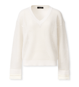 *VIRTUAL TRUNK SHOW* Fabiana Filippi Cotton Openweave V Neck Sweater with Fabric Cuffs *VIRTUAL TRUNK SHOW* Fabiana Filippi Cotton Openweave V Neck Sweater with Fabric Cuffs