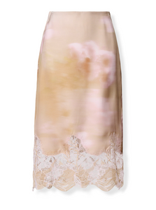 *VIRTUAL TRUNK SHOW* Fabiana Filippi Flower Print Pencil Skirt with Lace Bottom Band *VIRTUAL TRUNK SHOW* Fabiana Filippi Flower Print Pencil Skirt with Lace Bottom Band