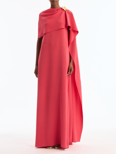 *VIRTUAL TRUNK SHOW* Oscar de la Renta Draped Shoulder Brooch Detail Georgette Caftan