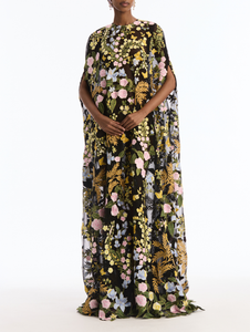 *VIRTUAL TRUNK SHOW* Oscar de la Renta Open Sleeve Mixed Botanical Floral Lace Caftan