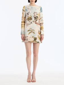 *VIRTUAL TRUNK SHOW* Oscar de la Renta Long Sleeve Dominican Republic Toile Satin Dress