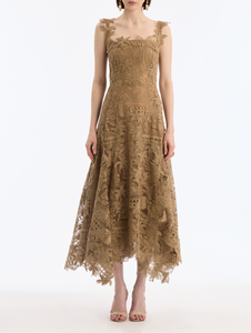 *VIRTUAL TRUNK SHOW* Oscar de la Renta Sleeveless Dominican Republic Toile Guipure Dress