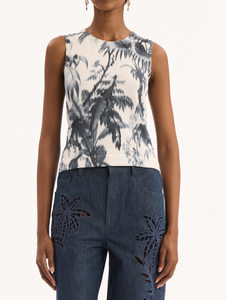 *VIRTUAL TRUNK SHOW* Oscar de la Renta Printed Dotted Palm Leaf Twinset Tank