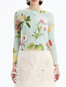 *VIRTUAL TRUNK SHOW* Oscar de la Renta Printed Chine Flower Knit Twinset Cardigan